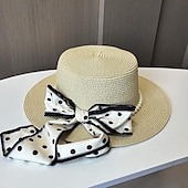 economico Cappelli per feste-berretto Copricapo Acrilico / cotone Paglia Cappelli da pescatore Cappello di paglia Cappello da sole Informale Per eventi Elegante Retrò Con Perle false Nastri Copricapo Copricapo