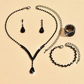 levne Příslušenství a další-Sady šperků 5ks Štras Slitina Prstýnky Náušnice Náhrdelníky Náramky Dámské Elegantní Vinobraní Módní Geometrické Geometrický Sada šperků Pro Párty Výročí Svatební host