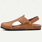cheap Outdoor Sandals-Men&#039;s Sandals Slippers &amp; Flip-Flops Flat Sandals Microfiber Breathable Comfortable Slip Resistant Loafer Buckle Brown Beige