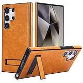 Недорогие Чехлы для Samsung-телефон Кейс для Назначение SSamsung Galaxy S24 S23 S22 Плюс Ультра S25 Ультра С Магсейф Магнитный Поддержка беспроводной зарядки Откидная подножка Ретро ТПУ Кожа PU