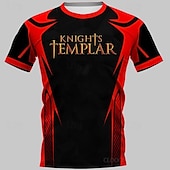 cheap Retro Graphic-Knights Templar Warriors T-shirt Print 3D Graphic For Men&#039;s Adults&#039; Carnival Masquerade 3D Print Casual Daily