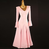 cheap Standard  Ballroom-Ballroom Dance Dress Pure Color Women's Girls' Performance Training Long Sleeve High Chiffon Chinlon Tulle