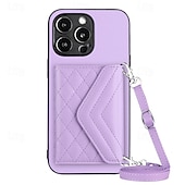 baratos Capas para iPhone-telefone Capinha Para iPhone 16 iPhone 15 Pro Max Plus iPhone 14 13 12 11 Pro Max Plus Mini SE Capa traseira Com Suporte com cordão Slot para cartão Retro TPU Couro PU