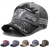 Недорогие Бейсболка мужская-Муж. Бейсболка Шляпа от солнца Шляпа дальнобойщика Черный Синий Хлопок Вышивка Винтаж Мода На каждый день Для улицы Повседневные Буквы Регулируется Защита от солнечных лучей Дышащий