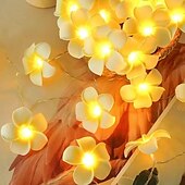 abordables Guirlandes lumineuses à piles-Guirlande lumineuse élégante en forme de plumeria pour réception de mariage, guirlande lumineuse à fleurs de 1,5 m pour mariages de Noël&amp;amp;décorations pour la maison