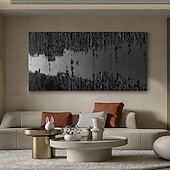 cheap Abstract Paintings-Handmade Oil Painting Canvas Wall Art Decoration Minimalist Black and White Abstract Texture Decorative Painting for Home Decor Rolled Frameless Unstretched Painting