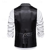 abordables Gilets-Homme Gilet Usage quotidien Vacances Sortie Rétro Vintage Mode Printemps &amp; Automne Bouton Polyester Confortable Plein Boutonnage Simple Revers Standard Marine foncé Gris foncé Café Gilet