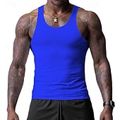 preiswerte Fitness Tank-Tops-Herren Tank Top Weste Unterhemd Ärmelloses Shirt Ärmellos Rundhalsausschnitt Frühling &amp; Sommer Einfach Mode Designer Basic Urlaub Straße Ausgehen Schwarz Weiß Wein Top T-Shirt für Herren