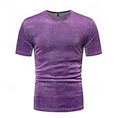 cheap Tops-Retro Vintage 1980s Shiny Metallic T-shirt Disco Men&#039;s Halloween Carnival Masquerade Performance Club Pride Parade Adults&#039; T-shirt Spring &amp; Summer
