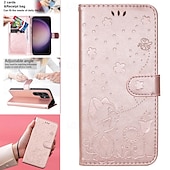 cheap Samsung Cases-Phone Case For Samsung Galaxy S24 S23 S22 S21 S20 Ultra Plus FE A54 A34 A14 Note 20 10 S25 Ultra Wallet Case Magnetic Full Body Protective with Wrist Strap Cat Bee TPU PU Leather