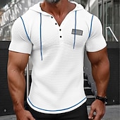 Men's Waffle Henley Shirt Henley Shirt Short Sleeve Shirt Tee Top Solid Color Hooded Outdoor Street Short Sleeve Button American flag Clothing Apparel Daily Hawaiian 8