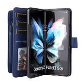 お買い得  サムスン用ケース-電話 ケース 用途 サムスンのギャラクシー Z Fold 5 Z Fold 4 Z Fold 3 ウォレットカードケース 磁石バックル 全身保護 キックスタンド レトロ風 TPU PUレザー