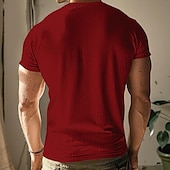 cheap Casual Henley Tee-Men&#039;s Button T Shirt T Shirt Henley Shirt Tee Short Sleeve V Neck Spring &amp; Summer Plain Pit Strip Fashion Designer Basic Vacation Street Going out Wine Black White Top Tee for Men