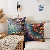 baratos estilo floral e plantas-1 pçs Veludo Cobertura de Almofada, Imprimir Simples Casual Quadrada Tradicional Clássico