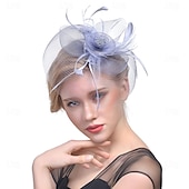 billige Coiffer-fascinators Hatter Hodeplagg organza Fedora Solhatt slørhatt Hesteløp cocktail Elegant Retro Rød Med Fjær Ren Farge Hodeplagg Hodeplagg