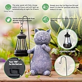 levne Zahradní osvětlení-solární zahradní socha kočka figurka světelné zahradní umění se solární lucernou, milující kočka na terasu, balkón, dvůr, trávník-jedinečný kolaudační dárek pro zahradní mámu babičku