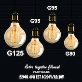 voordelige Gloeilamp-1/2 stuks 40w edison lamp g80 g95 g125 dimbare retro lamp e27/e26 basis antieke rechte lamp amber glas 2200k warm gele gloeilamp gebruikt voor huisverlichting decoratie ac110v ac220v