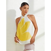 Χαμηλού Κόστους Γραφικό Τανκ-Γυναικεία Φλοράλ Διακοπές Καθημερινά Ρούχα Καθημερινά Αμάνικο Λευκό Άνθινο Στυλ Αμάνικο Λαιμός Καλοκαίρι