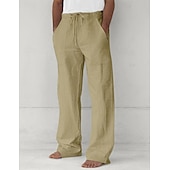 ieftine Clasic-Bărbați Pantaloni Pantaloni de vară Pantaloni largi Pantaloni de plajă Pantaloni casual Cordon Buzunar frontal Picior drept Simplu Confort Απαλό Lungime totală Yoga Concediu Plajă Modă Hawaiană Negru