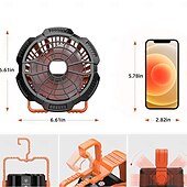 cheap Camping Lights &amp; Lanterns-Battery Operated Fan with Light for Camping Tent &amp; Hammock, 2 in 1 Remote USB Rechargeable Small Desk Fan With LED Lighting &amp; Hanging Hook for Outdoor Camping, Office