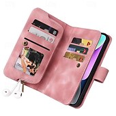 お買い得  iPhone用ケース-電話 ケース 用途 iPhone 15 Pro Max iPhone 14 13 12 11 Pro Max Plus Mini SE ウォレットカードケース ジッパ－ 全身保護 リストストラップ付き レトロ風 TPU PUレザー