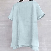 economico Casual da lavoro-Per uomo Camicia Camicia in cotone e lino Camicia bianca di cotone Camicia casual Semplice Vacanza Streetwear Nero Bianco Blu reale Arancione Manica Corta Scollo a V Estate Abbigliamento