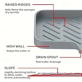 economico Utensili e gadget da cucina-1 organizer multiuso per lavello in silicone: portasapone drenabile con spazzola e porta spugna per cucina &amp; bagno