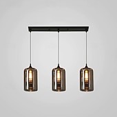 voordelige Eilandlichten-led kroonluchter eilandlicht 1/3/6/8/10/12 hoofden warm licht 25cm nordic restaurant creatieve persoonlijkheid lange lijn gerookte glazen lampen eetkamer woonkamer 110-240v