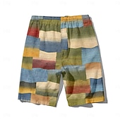 preiswerte Geometrischer Druck-Herren Bunt Badehosen Badeshorts Boardshorts Mittlere Taille Hawaiianisch Lässig Ferien Strand Kordelzug mit Mesh-Futter Elastischer Bund Designer Bekleidung