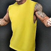 preiswerte Fitness Tank-Tops-Herren Tank Top Weste Unterhemd Ärmelloses Shirt Ärmellos Rundhalsausschnitt Frühling &amp; Sommer Einfach Mode Designer Basic Urlaub Straße Ausgehen Schwarz Weiß Gelb Top T-Shirt für Herren