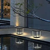 baratos Post Light-Lâmpada de coluna luminárias de poste exterior à prova d'água, luzes de pilar ao ar livre, luzes de pilar quadrado ip65 luminárias de poste de vidro de alumínio à prova d'água ao ar livre luzes de