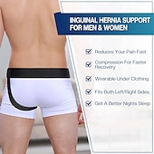 baratos Ligas e Suportes-cinto de hérnia para homens mulheres suporte de hérnia inguinal do lado esquerdo/direito com almofadas de compressão removíveis, preto