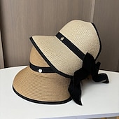 olcso Buli kalapok-Kalap Fejfedők Akril / Pamut Szalma Halász sapka Szalmakalap Hétköznapi Szabadság Elegáns Retro Val vel Csokor Tiszta Szín Sisak Fejfedők