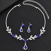 abordables Parures de Bijoux-Nuptiales Parures 2 Strass 1 Collier Boucles d&#039;Oreilles Femme Elégant Doux Adorable Géométrique Amour Précieux Parure de Bijoux Pour Mariage Cadeau