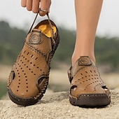 economico sandali da esterno-sandali da uomo - finitura in similpelle traforata, alla moda, per passeggiate informali e incontri del fine settimana