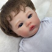 billiga Dockor-18 tum Reborn-dockor Baby- och småbarnsleksak Återfödd toddlerdocka Docka Återfödd bebisdocka Spädbarn Återfödd bebisdocka Nyfödd levande Gåva Handgjord Ogiftig 3/4 silikonlimmer och bomullsfylld