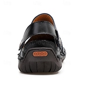 abordables Sandalias casuales-Hombre Sandalias Zapatos hechos a mano Microfibra Transpirable Cómodo Antideslizante Hebilla Amarillo-marrón Negro