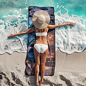 Недорогие наборы пляжных полотенец-пляжное полотенце летние пляжные одеяла из 100% микроволокна дышащие удобные одеяла