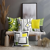 abordables style géométrique-Housse de coussin décorative à motif géométrique bleu, taie d&#039;oreiller carrée douce, pour chambre à coucher, salon, canapé, chaise, 4 pièces