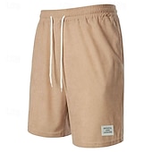 abordables Bermudas estilo casual-Hombre Pantalón corto Pantalones cortos casuales Pantalones cortos de pana Bolsillo Correa Cintura elástica Plano Comodidad Corto Festivos Playa Fin de semana Moda Casual Negro Amarillo Microelástico