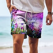 お買い得  熱帯植物と花-男性用 多色 フラワー スイムトランク スイムショーツ ボードショーツ ミディアムウエスト ハワイアン カジュアル 祝日 ビーチ ドローストリング メッシュ裏地付き 弾性ウエスト デザイナー 衣類
