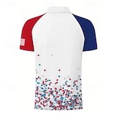  4 luglio 2026 250° Per uomo Veterani Patriottico Polo Manica Corta Magliette polo Collo ripiegato Casual Quotidiano Spiaggia Streetwear Ferie 3D Primavera & Estate Blu Bianco Rosso