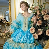cheap Dresses-Gothic Victorian Vintage Inspired Dress Party Costume Prom Dress Princess Shakespeare Solid Color Ball Gown Fancy Dress Women&#039;s Halloween Carnival Valentine&#039;s Day Party Evening Party Masquerade