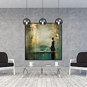 abordables Peintures portraits-Peinture à l'huile faite à la main sur toile, décoration murale, figure de femme rétro, paysage abstrait doré pour la décoration intérieure, peinture roulée sans cadre, non étirée