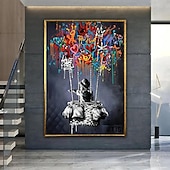 levne Abstraktní malby-ručně vyráběné panoráma města pop art olejomalba street art malba texturované plátno umění panorama krajiny umění městské pouliční scéna malba moderní výzdoba obývacího pokoje