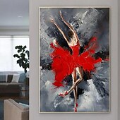 ieftine Picturi Abstracte-pictură în ulei pictată manual dreptunghi artă perete dansatoare abstractă pictură pe pânză decorarea casei decor cadru întins gata de agățat