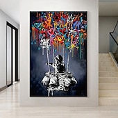 levne Abstraktní malby-ručně vyráběné panoráma města pop art olejomalba street art malba texturované plátno umění panorama krajiny umění městské pouliční scéna malba moderní výzdoba obývacího pokoje