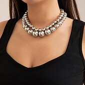billige Halskjeder-Choker Halskjede Imitert Perle Dame Mote Luksus Multi Layer Bryllup Sirkelformet Halskjeder Til Bryllup Fest