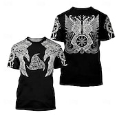 cheap Retro Graphic-Viking Tattoo T-shirt Print 3D Graphic For Men&#039;s Adults&#039; Carnival Masquerade 3D Print Casual Daily