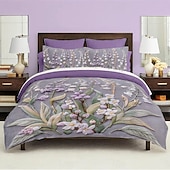 cheap Duvet Cover Sets-Swinging Lavender Duvet Cover Set Cotton Floral Pattern Set Soft 3-Piece Luxury Bedding Set Home Decor Gift Twin Full King Queen Size Duvet Cover